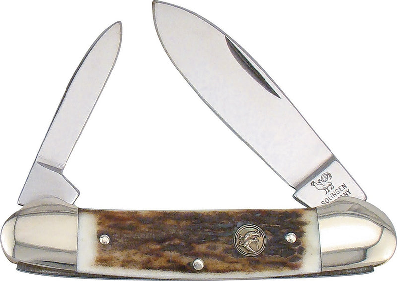 Hen & Rooster Canoe Pocket Knife Stainless Steel Blades Deer Stag Handle 252DS -Hen & Rooster - Survivor Hand Precision Knives & Outdoor Gear Store