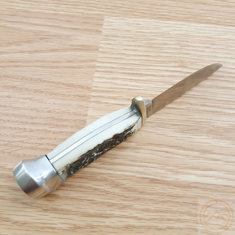 Frost Cutlery Fixed Knife 4" Stainless Steel Blade Stag Bone Resin/Nickel Silver Guard/Aluminum Pommel Handle W600SBR -Frost Cutlery - Survivor Hand Precision Knives & Outdoor Gear Store