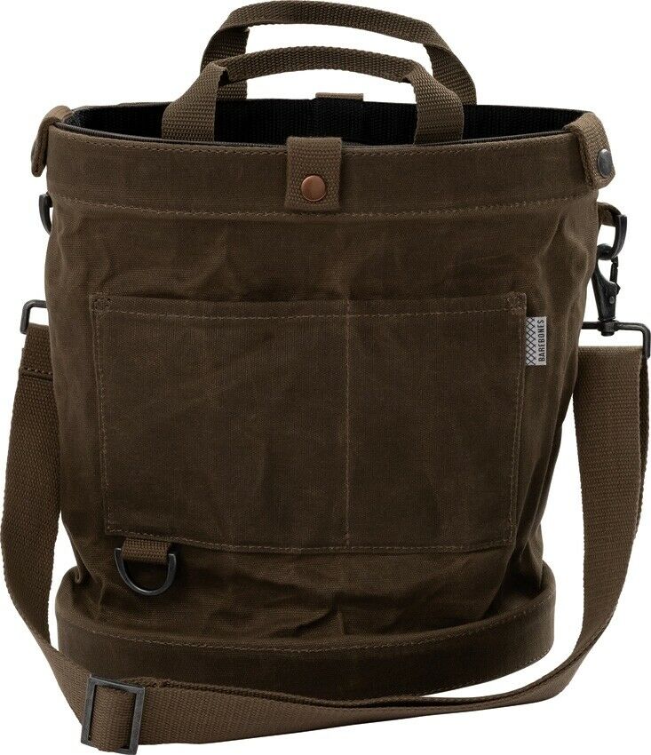 Barebones Living Foraging Bag Dark Khaki 12.5" x 4" x 13" Waterproof/Solid Canvas/Mesh Liner Waxed Cotton Construction RE099 -Barebones Living - Survivor Hand Precision Knives & Outdoor Gear Store