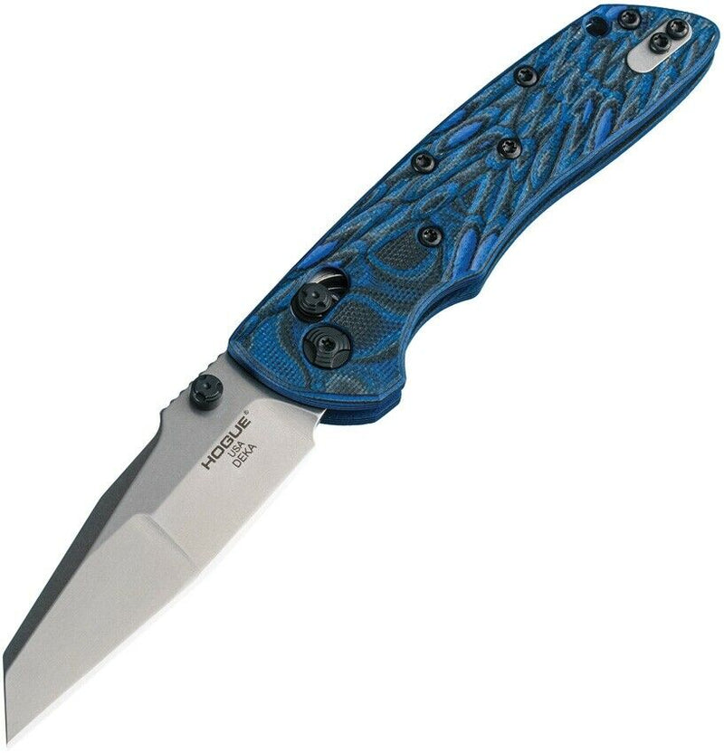 Hogue Deka ABLE Lock Folding Knife 3.25" CPM-20CV Steel Wharncliffe Blade Black / Blue Sculpted G10 Handle 24263 -Hogue - Survivor Hand Precision Knives & Outdoor Gear Store