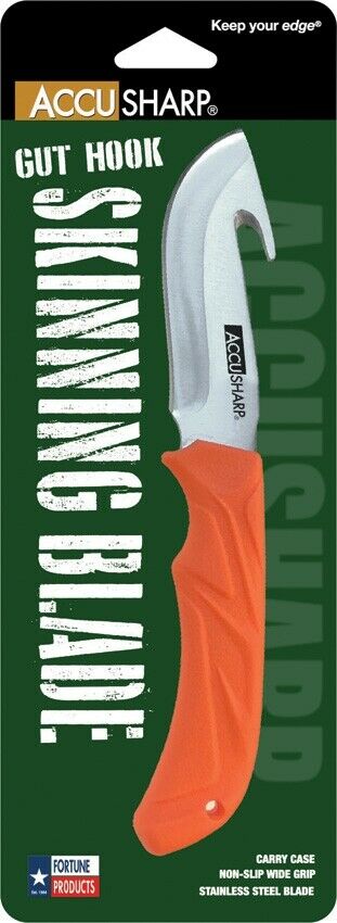 AccuSharp Guthook Fixed Knife 3.75" Stainless Steel Blade Orange Rubber Handle 729C -AccuSharp - Survivor Hand Precision Knives & Outdoor Gear Store