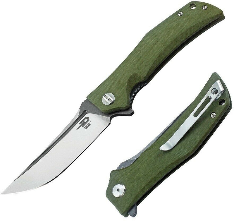 Bestech Knives Scimitar Liner Folding Knife 3.75" D2 Tool Steel Blade Green G10 Handle G05B2 -Bestech Knives - Survivor Hand Precision Knives & Outdoor Gear Store