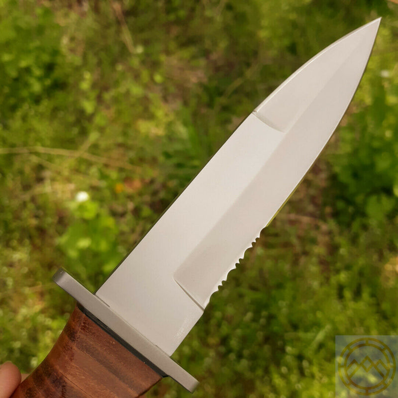 Fox Marine Combat Fixed Knife 5.13" 440C Steel Blade Stacked Leather Handle 1682 -Fox - Survivor Hand Precision Knives & Outdoor Gear Store