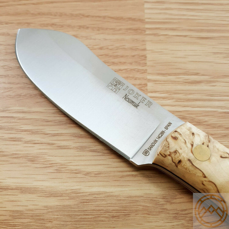 Joker Nessmuk Fixed Knife 4.5" Sandvik 14C28N Steel Full Tang Blade Curly Birch Handle RCL136 -Joker - Survivor Hand Precision Knives & Outdoor Gear Store