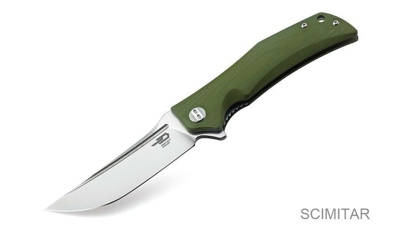 Bestech Knives Scimitar Folding Knife 3.75" D2 Tool Steel Blade Green G10 Handle G05B1 -Bestech Knives - Survivor Hand Precision Knives & Outdoor Gear Store