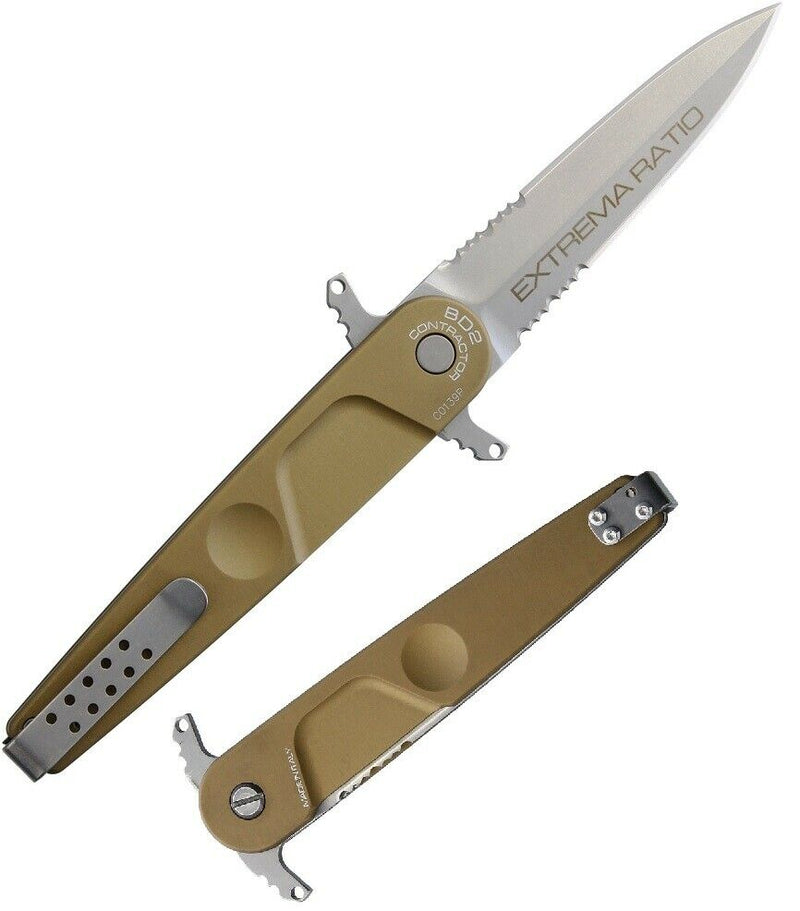 Extrema Ratio BD2 Folding Knife 3.75" N690 Steel Blade Desert Tan Aluminum Handle 0229DW -Extrema Ratio - Survivor Hand Precision Knives & Outdoor Gear Store