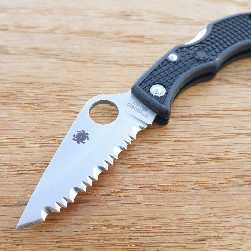 Spyderco Ladybug 3 Lockback Folding Knife 1.88" VG-10 Steel Serrated Blade Black FRN Handle LBKS3 -Spyderco - Survivor Hand Precision Knives & Outdoor Gear Store