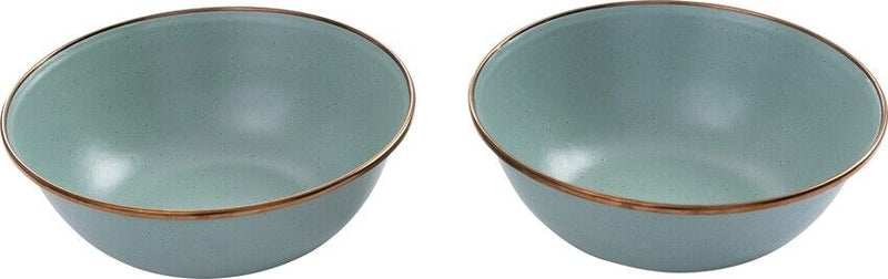 Barebones Living Enamel Bowl Set Of Two Mint Speckled Surface/Hand-Finished Baked Stainless Steel Trim RE425 -Barebones Living - Survivor Hand Precision Knives & Outdoor Gear Store