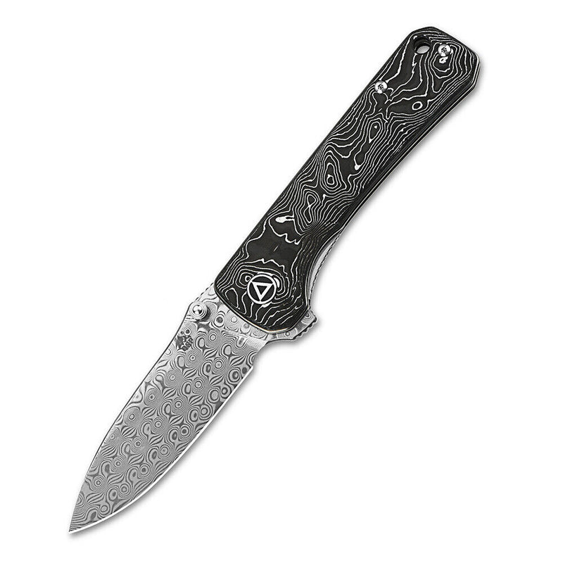 QSP Knife Folding Knife 3.25" Damascus Steel Blade Aluminium / Carbon Fiber Handle 131Q -QSP Knife - Survivor Hand Precision Knives & Outdoor Gear Store