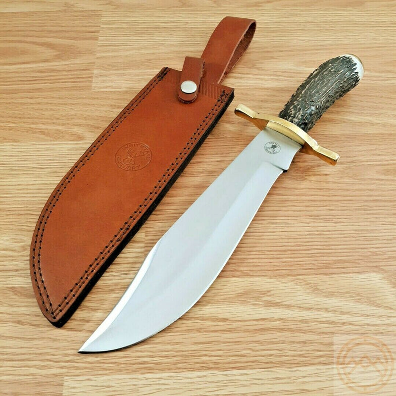 Frost Cutlery Whitetail Bowie Fixed Knife 9.5" Stainless Steel/Clip Point Blade Elk Stag Handle T005 -Frost Cutlery - Survivor Hand Precision Knives & Outdoor Gear Store