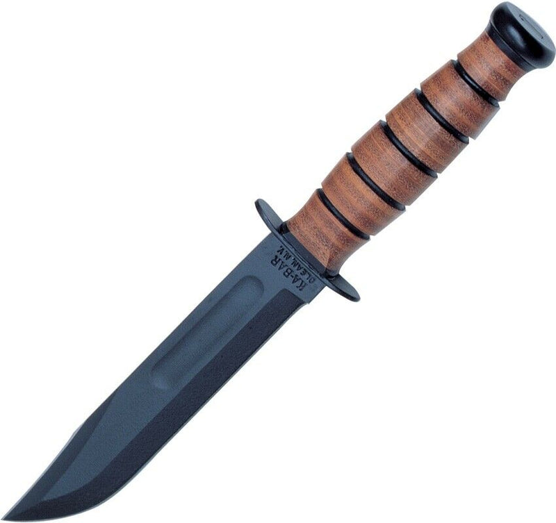 KA-BAR Short Fixed Knife 5.25" 1095HC Steel Blade Stacked Leather / Carbon Steel Handle 1251 -Ka-Bar - Survivor Hand Precision Knives & Outdoor Gear Store