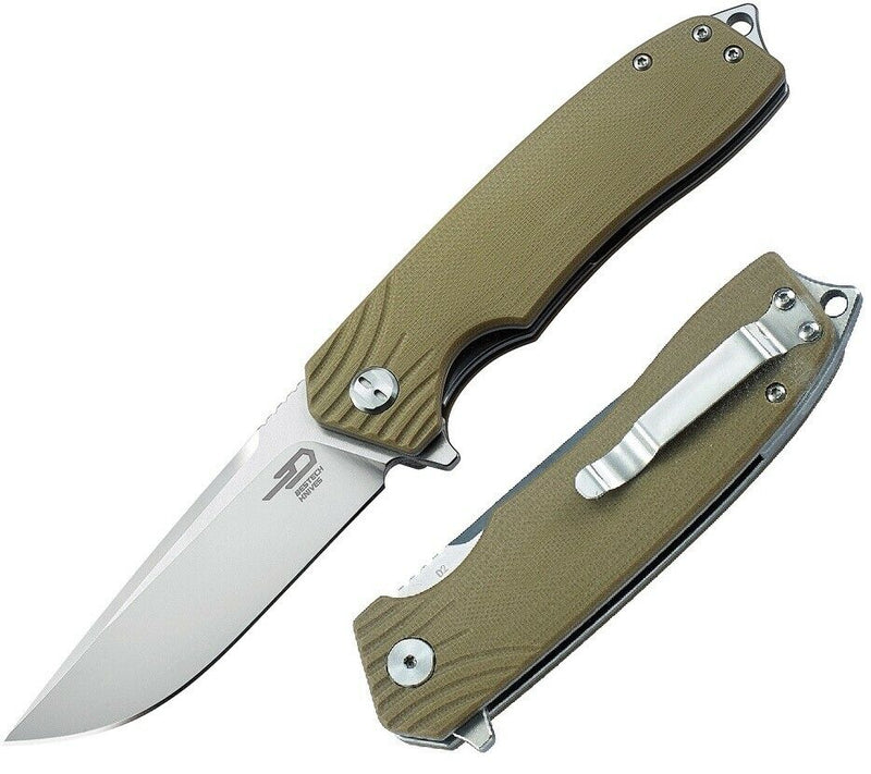 Bestech Knives Lion Linerlock Folding Knife 3.5" D2 Tool Steel Blade Tan G10 Handle G01C -Bestech Knives - Survivor Hand Precision Knives & Outdoor Gear Store