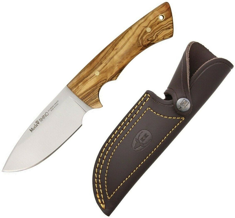 Muela Rhino Fixed Knife 4" 440 Steel Full Tang Drop Point Blade Olive Wood Handle 91641 -Muela - Survivor Hand Precision Knives & Outdoor Gear Store