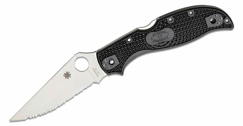 Spyderco Stretch 2 Xl Folding Knife 3.92" Serrated VG10 Steel Blade Black FRN Handle 258SBK -Spyderco - Survivor Hand Precision Knives & Outdoor Gear Store