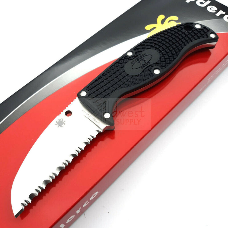 Spyderco Enuff Fixed Knife 2.75" VG-10 Steel Blade Black Bi-Directional Texture FRN Handle FB31SBK -Spyderco - Survivor Hand Precision Knives & Outdoor Gear Store