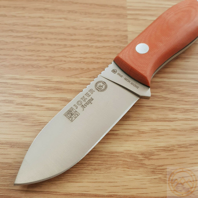 Joker Avispa Fixed Knife 3.25" Sandvik 14C28N Steel Blade Orange Micarta Handle CN117 -Joker - Survivor Hand Precision Knives & Outdoor Gear Store