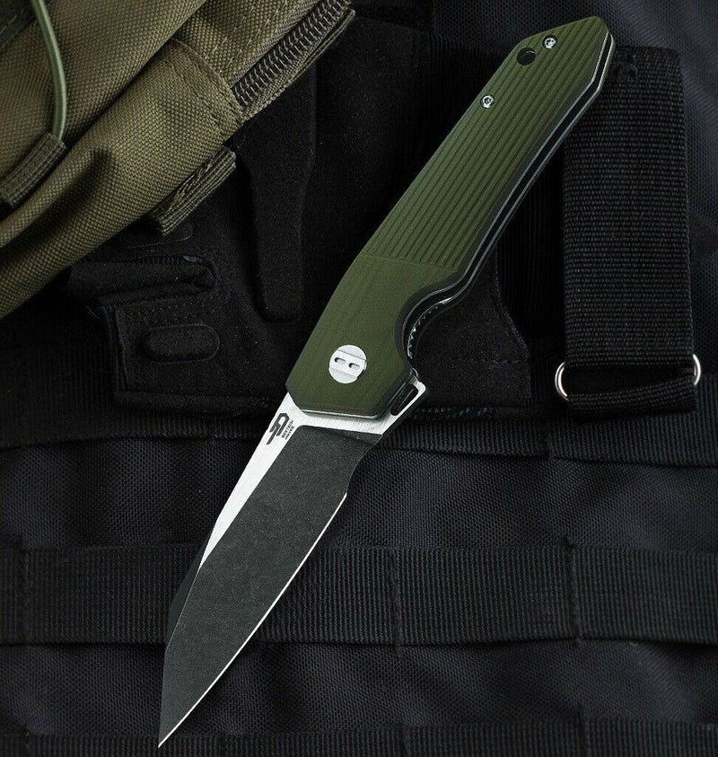 Bestech Knives Barracuda Liner Folding Knife 3.5" D2 Tool Steel Blade Green G10 Handle G15B2 -Bestech Knives - Survivor Hand Precision Knives & Outdoor Gear Store