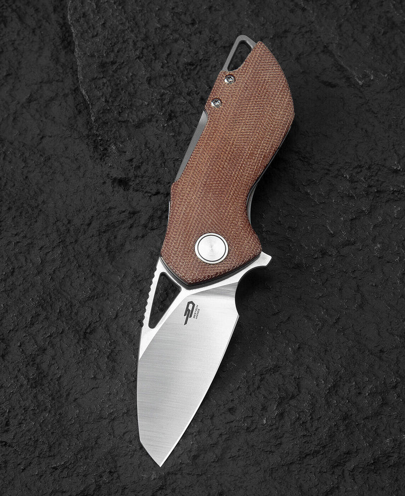 Bestech Knives Riverstone Folding Knife 2.5" 154CM Steel Blade Natural Canvas Micarta Handle KL03E -Bestech Knives - Survivor Hand Precision Knives & Outdoor Gear Store