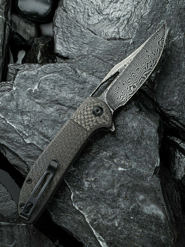 Civivi Ortis Folding Knife 3.25" Damascus Steel Blade Black Carbon Fiber Handle -Civivi - Survivor Hand Precision Knives & Outdoor Gear Store