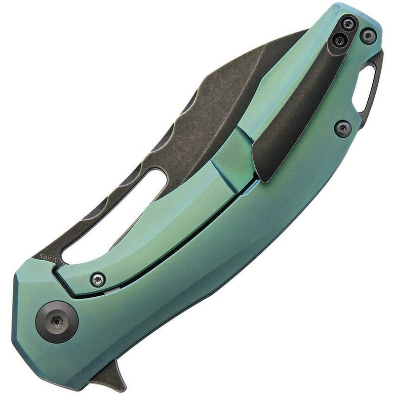 Kansept Spirit Framelock Folding Knife 3.75" S35VN Steel Blade Green Anodized Titanium Handle 002A2 -Kansept Knives - Survivor Hand Precision Knives & Outdoor Gear Store