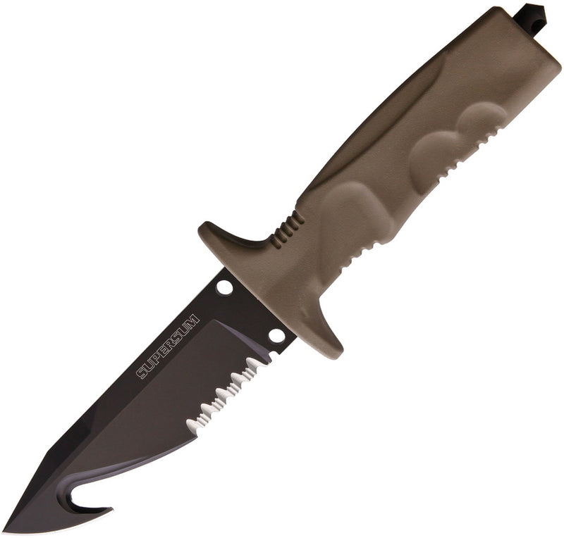 Fox Supersum Rescue Fixed Knife 5.25" N690 Steel Blade Desert Tan Forprene Handle 0171102 -Fox - Survivor Hand Precision Knives & Outdoor Gear Store