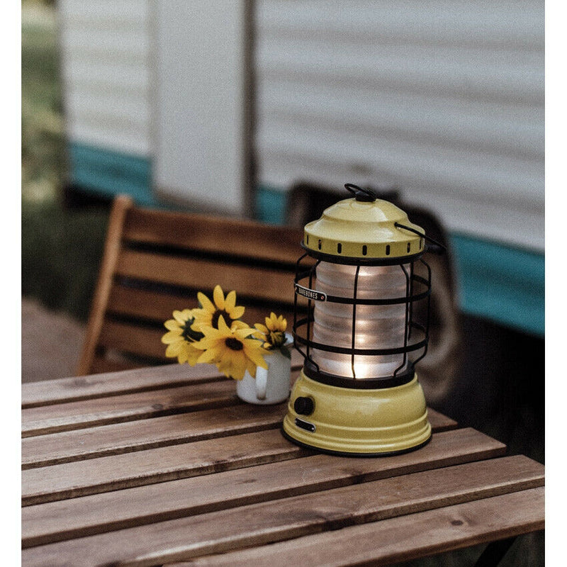 Barebones Living Forest Lantern Dusty Yellow 6" x 9.5" x 6" Warm Ambient LED Light Stamped Steel/Plastic/Rubber Construction RE160 -Barebones Living - Survivor Hand Precision Knives & Outdoor Gear Store