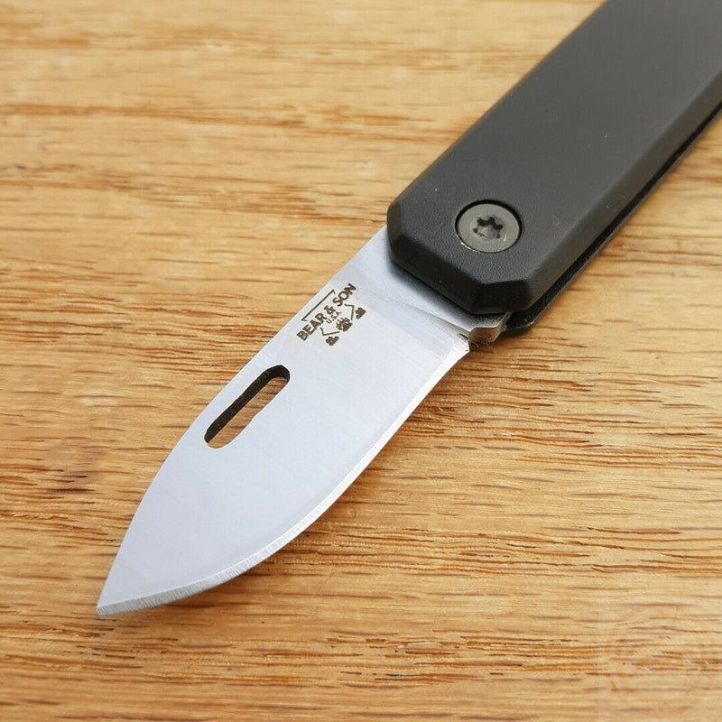 Bear & Son Small Slip Joint Folding Knife 1.5" High Carbon Steel Blade Black Aluminum Handle 109BK -Bear & Son - Survivor Hand Precision Knives & Outdoor Gear Store