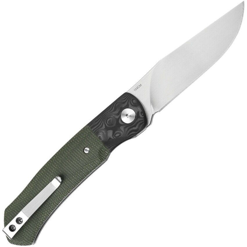 QSP Knife Gannet Folding Knife 3.38" 154CM Steel Blade Green Micarta Handle 137C -QSP Knife - Survivor Hand Precision Knives & Outdoor Gear Store