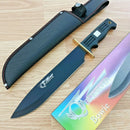 Frost Cutlery Quicksilver Bowie Fixed Knife 10.25" Stainless Steel Blade Black Finger Grooved Rubberized Handle S578RUBB -Frost Cutlery - Survivor Hand Precision Knives & Outdoor Gear Store