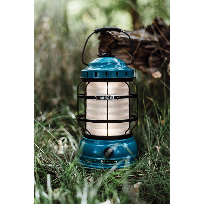 Barebones Living Forest Lantern Teal 6" x 9.5" x 6" Warm Ambient LED Light Stamped Steel/Plastic/Rubber Construction RE161 -Barebones Living - Survivor Hand Precision Knives & Outdoor Gear Store