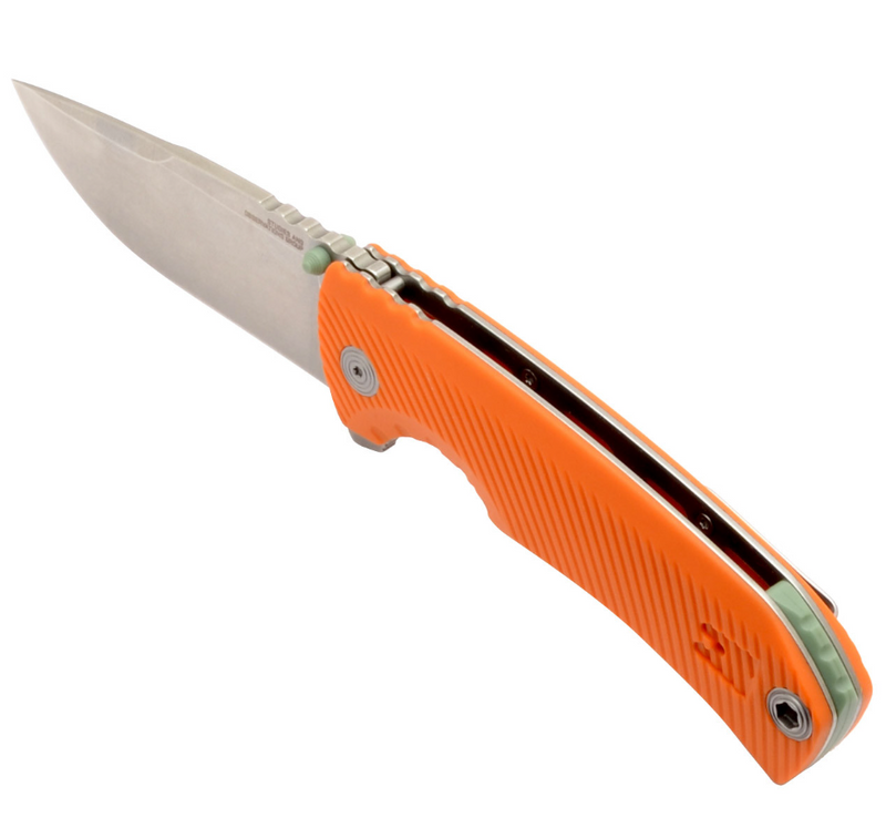 SOG Tellus FLK Framelock Folding Knife 3.75" CRYO 440 Steel Blade Orange Textured GRN Handle G14060343 -SOG - Survivor Hand Precision Knives & Outdoor Gear Store