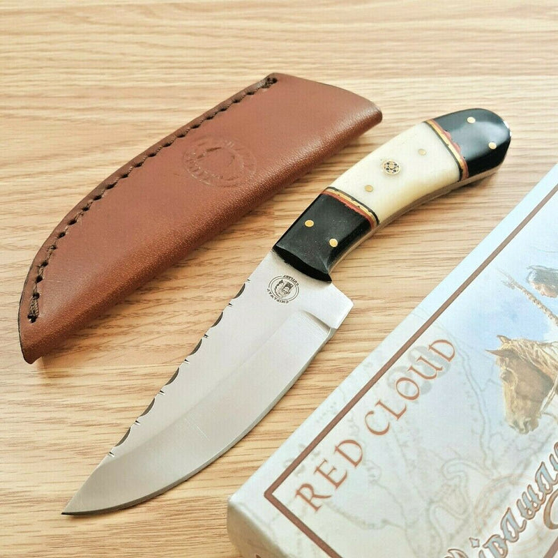 Frost Cutlery Cloud Hunter Fixed Knife 4" Stainless Steel Blade White Bone/Buffalo Horn Handle W676BHWSB -Frost Cutlery - Survivor Hand Precision Knives & Outdoor Gear Store