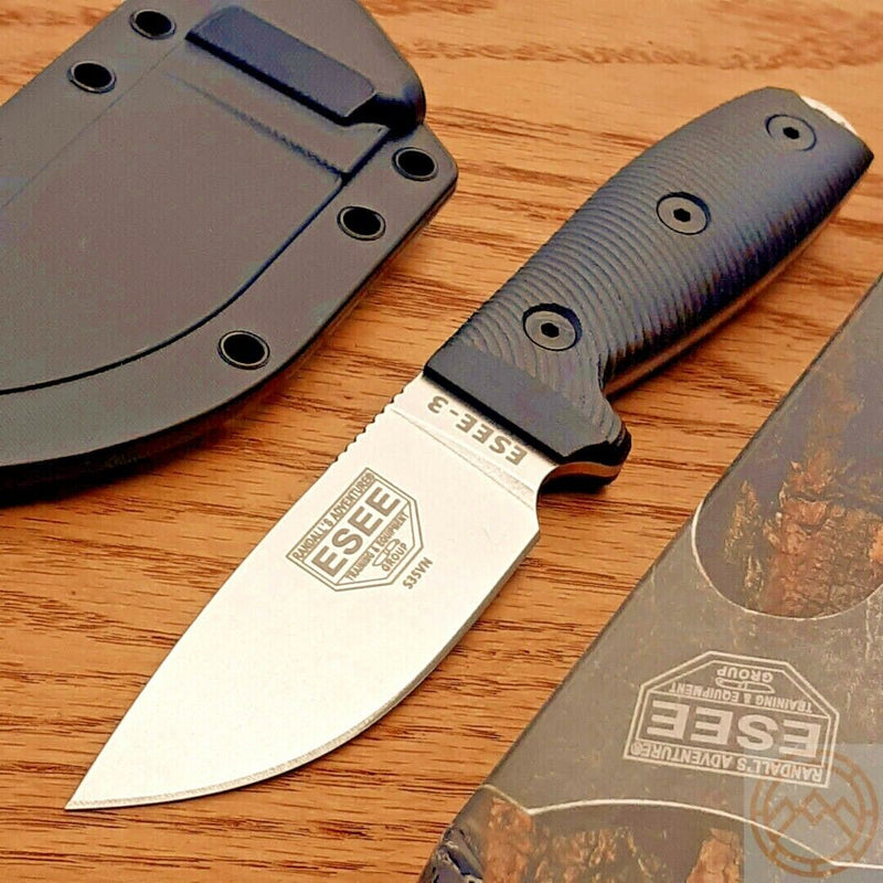 ESEE Model 3 Fixed Knife 3.88" S35VN Steel Blade Black 3D Machined G10 Handle 3PM35V001 -ESEE - Survivor Hand Precision Knives & Outdoor Gear Store