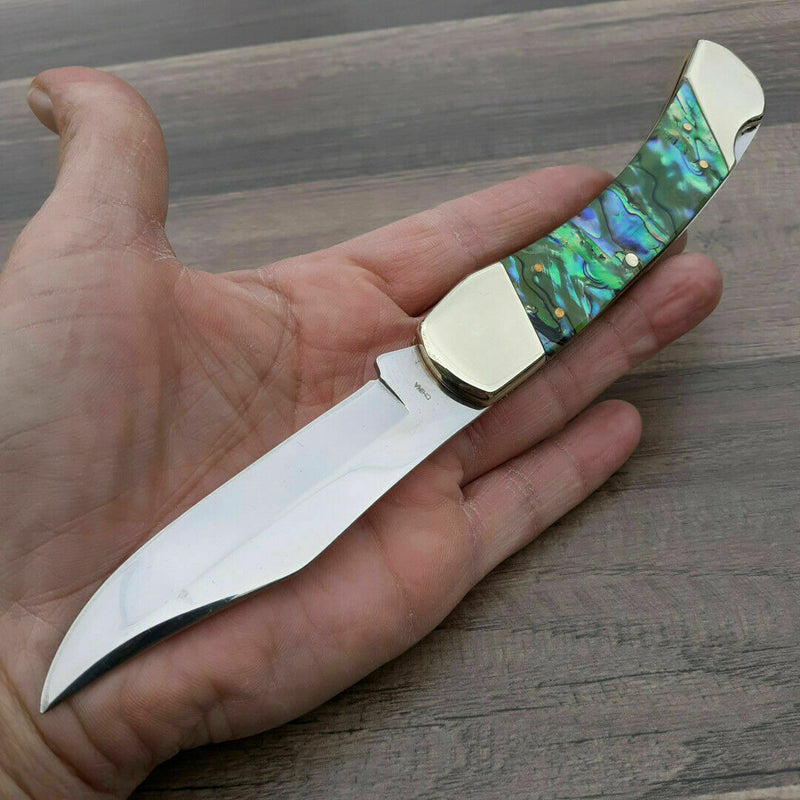 Frost Cutlery Bear Claw Folding Knife 3.75" Stainless Steel Blade Abalone Handle SW549AB -Frost Cutlery - Survivor Hand Precision Knives & Outdoor Gear Store