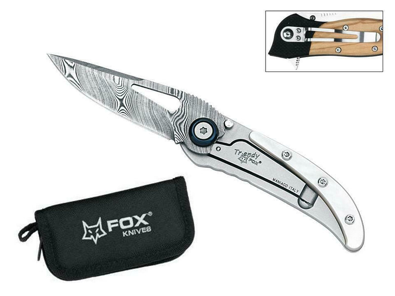 Fox Baroni Trendy Folding Knife 2.13" Damascus Steel Blade Mother Of Pearl Handle 463DMOP -Fox - Survivor Hand Precision Knives & Outdoor Gear Store