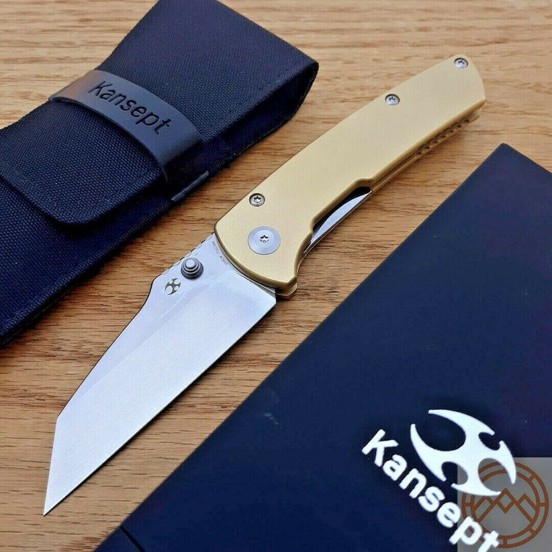 Kansept Knives Main Liner Folding Knife 3.5" 154CM Steel Blade Brass Handle 1015B6 -Kansept Knives - Survivor Hand Precision Knives & Outdoor Gear Store