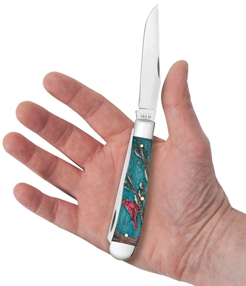 Case XX Trapper Cardinal Pocket Knife Stainless Steel Clip/Spey Blades Embellished Color Wash Natural Bone Handle 39159 -Case Cutlery - Survivor Hand Precision Knives & Outdoor Gear Store