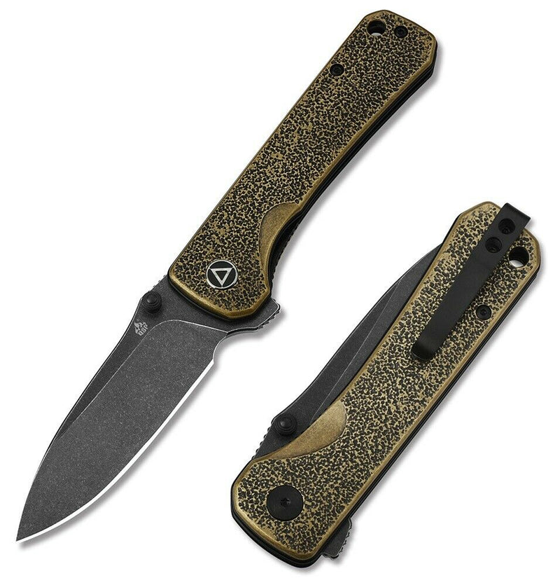 QSP Knife Hawk Linerlock Folding Knife 3.25" 14C28N Steel Blade Brass Handle 131L -QSP Knife - Survivor Hand Precision Knives & Outdoor Gear Store