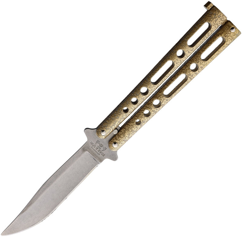 Bear & Son Butterfly Folding Knife 3.75" Stainless Steel/Clip Point Blade Gold Zinc Handle 117GSW -Bear & Son - Survivor Hand Precision Knives & Outdoor Gear Store