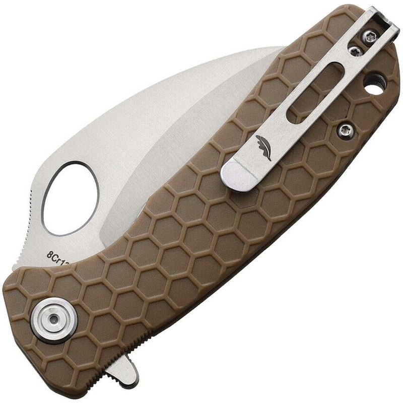 Honey Badger Knives Liner Folding Knife 3" 8Cr13MoV Steel Claw Blade Tan Textured GRN Handle 1122 -Honey Badger Knives - Survivor Hand Precision Knives & Outdoor Gear Store