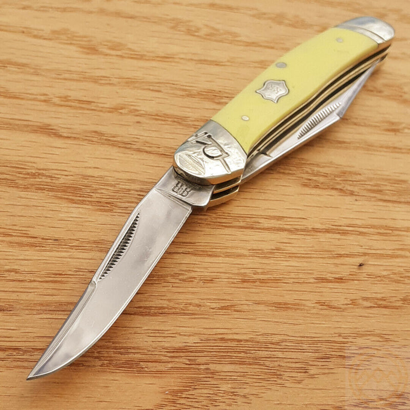 Rough Ryder Copperhead Pocket Knife Stainless Steel Clip And Spey Blades Yellow Smooth Synthetic Handle 2287 -Rough Ryder - Survivor Hand Precision Knives & Outdoor Gear Store