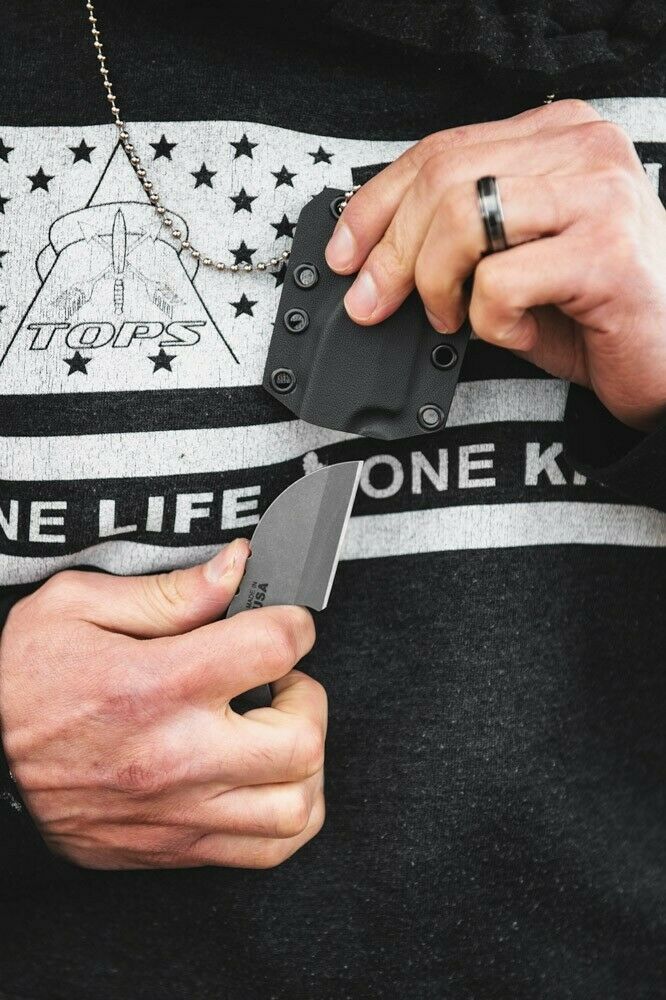TOPS 3 Bros Neck Fixed Knife 2" 1095HC Steel Blade Black Canvas Micarta Handle 3BR03 -TOPS - Survivor Hand Precision Knives & Outdoor Gear Store
