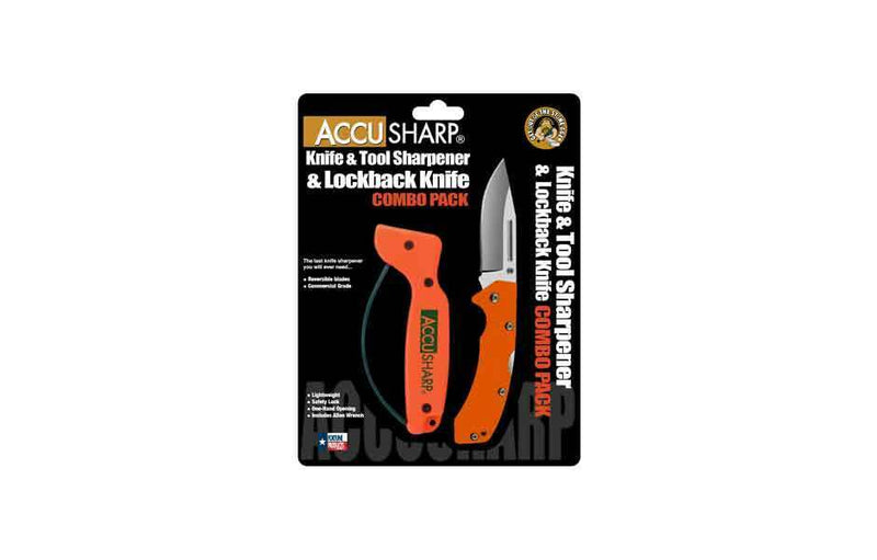 AccuSharp Lockback/Sharpener Combo Folding Knife 3.25" Stainless Steel Blade G10 716C -AccuSharp - Survivor Hand Precision Knives & Outdoor Gear Store