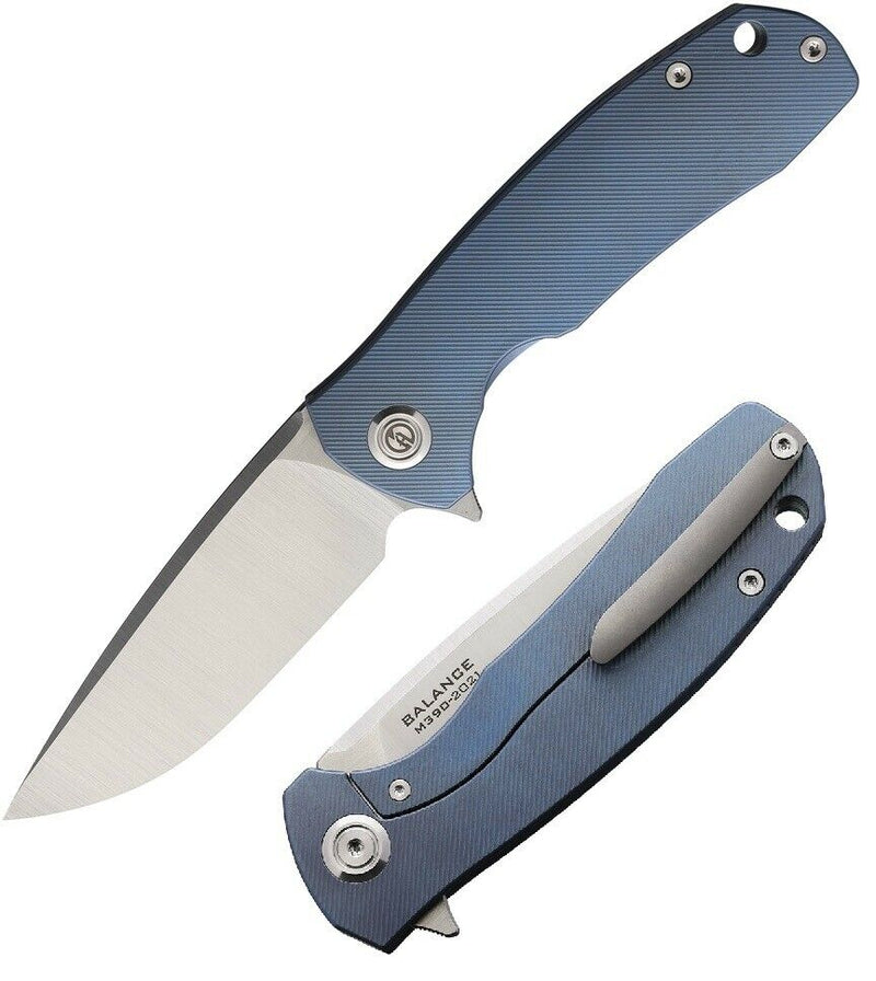 Maxace Balance Folding Knife 3.75" Bohler M390 Steel Blade Blue Titanium Handle XMBL102 -Maxace - Survivor Hand Precision Knives & Outdoor Gear Store