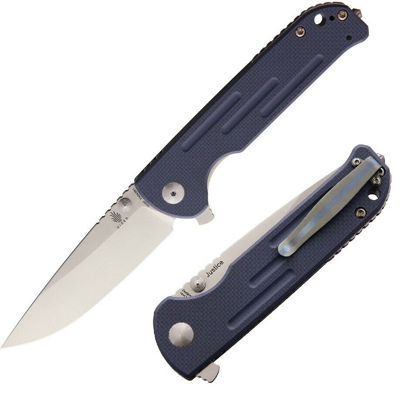 Kizer Cutlery Justice Folding Knife 3.75" N690 Steel Blade Blue/Gray G10 Handle KIV4543N1 -Kizer Cutlery - Survivor Hand Precision Knives & Outdoor Gear Store