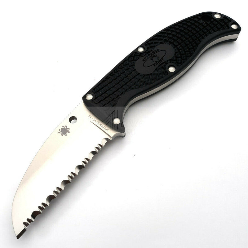 Spyderco Enuff Fixed Knife 2.75" VG-10 Steel Blade Black Bi-Directional Texture FRN Handle FB31SBK -Spyderco - Survivor Hand Precision Knives & Outdoor Gear Store