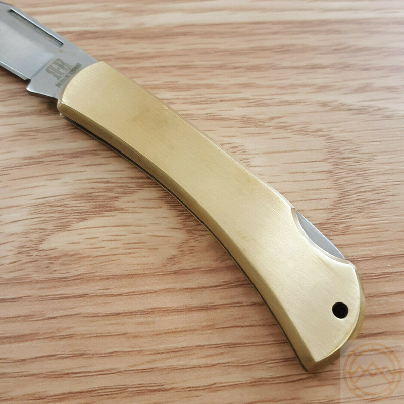 Rough Ryder Lockback Folding Knife 2.5" 440 Steel Clip Blade Brushed Brass Handle 1978 -Rough Ryder - Survivor Hand Precision Knives & Outdoor Gear Store