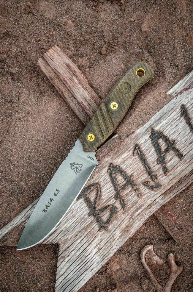 TOPS Baja Fixed Knife 4.875" 1095HC Steel Full Tang Blade Green Canvas Micarta Handle BAJA45 -TOPS - Survivor Hand Precision Knives & Outdoor Gear Store