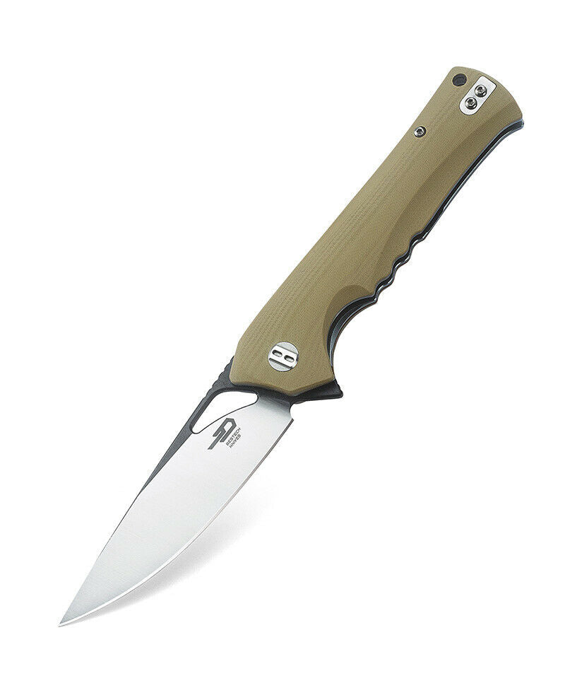 Bestech Knives Muskie Folding Knife 3.75" D2 Tool Steel Blade Beige G10 Handle G20C2 -Bestech Knives - Survivor Hand Precision Knives & Outdoor Gear Store