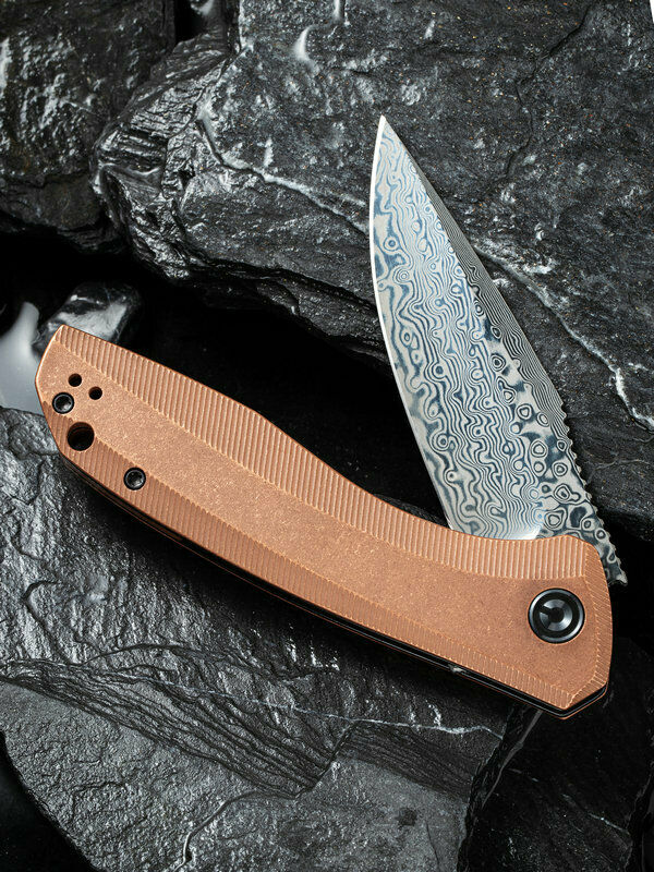 Civivi Baklash Linerlock Folding Knife 3.50" Damascus Steel Blade Copper Handle C801DS2 -Civivi - Survivor Hand Precision Knives & Outdoor Gear Store